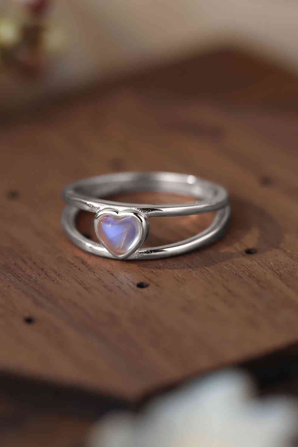 Moonstone Heart 925 Sterling Silver Ring