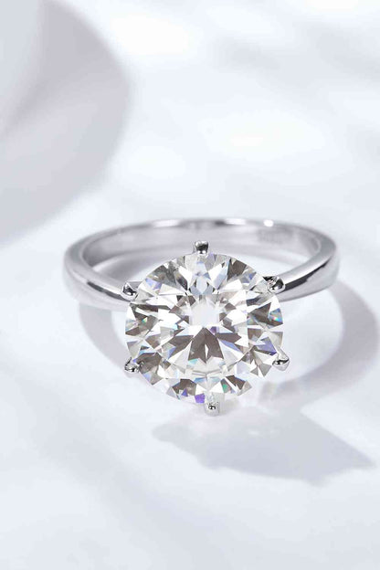 Platinum-Plated 5 Carat  Moissanite Solitaire Ring