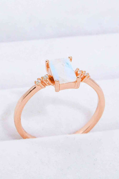 Rectangle Natural Moonstone Ring