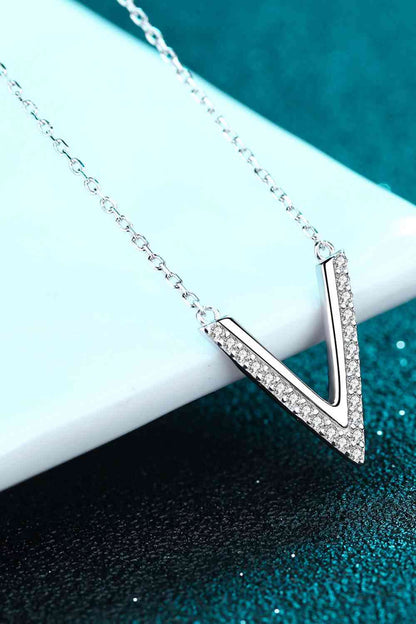 Adored Sterling Silver V Letter Pendant Necklace