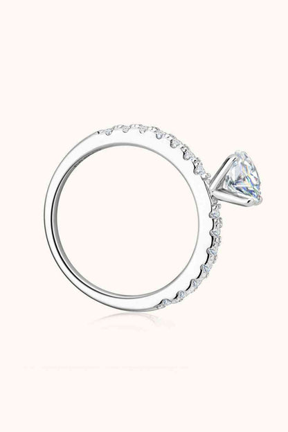 Moissanite Platinum-Plated Side Stone Ring