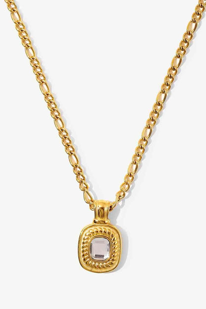 18K Gold Plated Inlaid Rhinestone Pendant Necklace