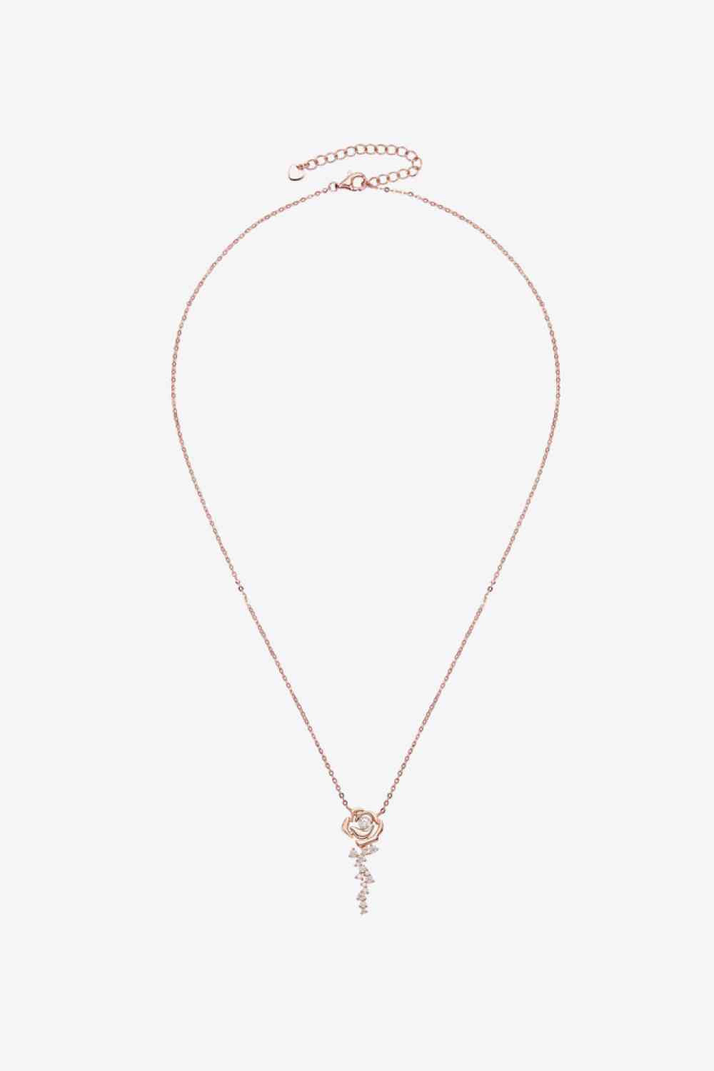 925 Sterling Silver 18K Rose Gold-Plated Pendant Necklace