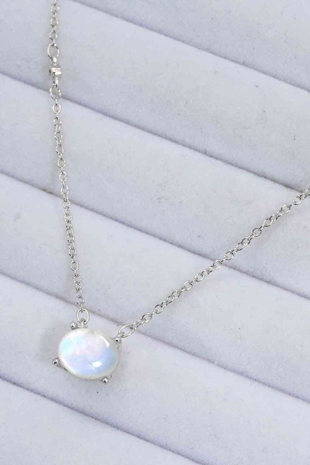 Geometric Moonstone Pendant Necklace