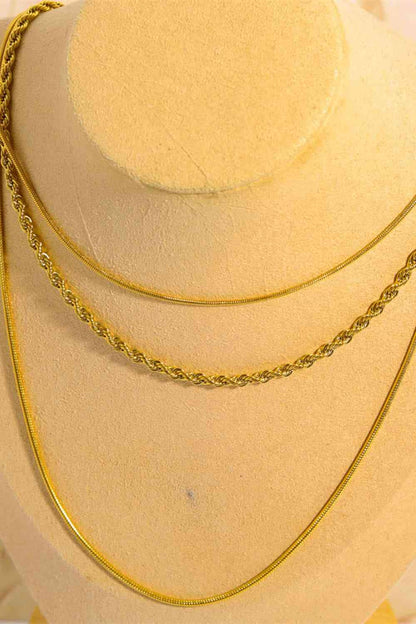 Stainless Steel 18K Gold-Plated Triple Layer Necklace