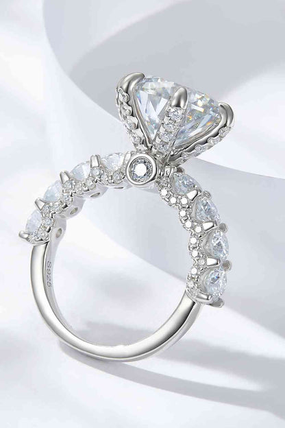 3-Carat Moissanite Platinum-Plated Side Stone Ring