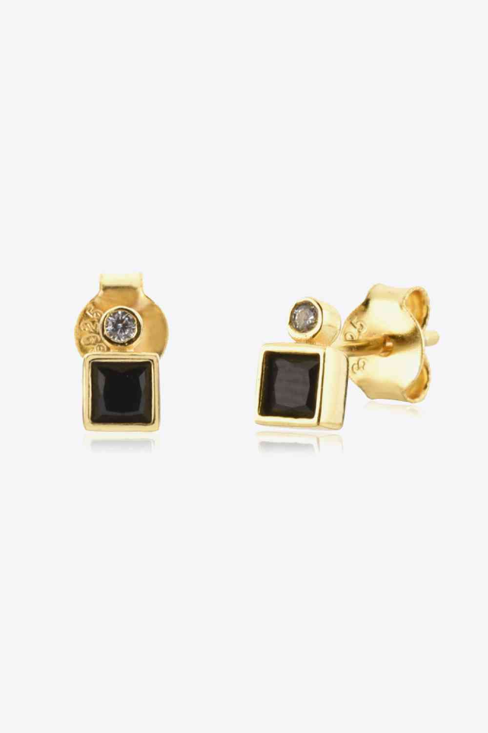 Inlaid Zircon Square 925 Sterling Silver Earrings