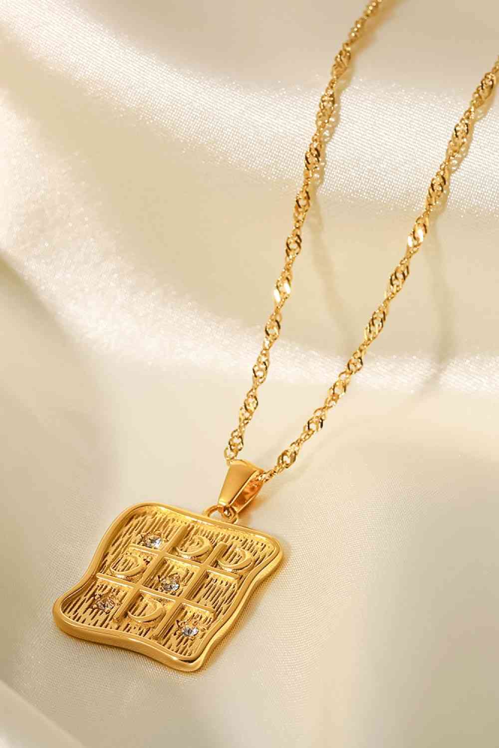 Cubic Zirconia Geometric Pendant Necklace