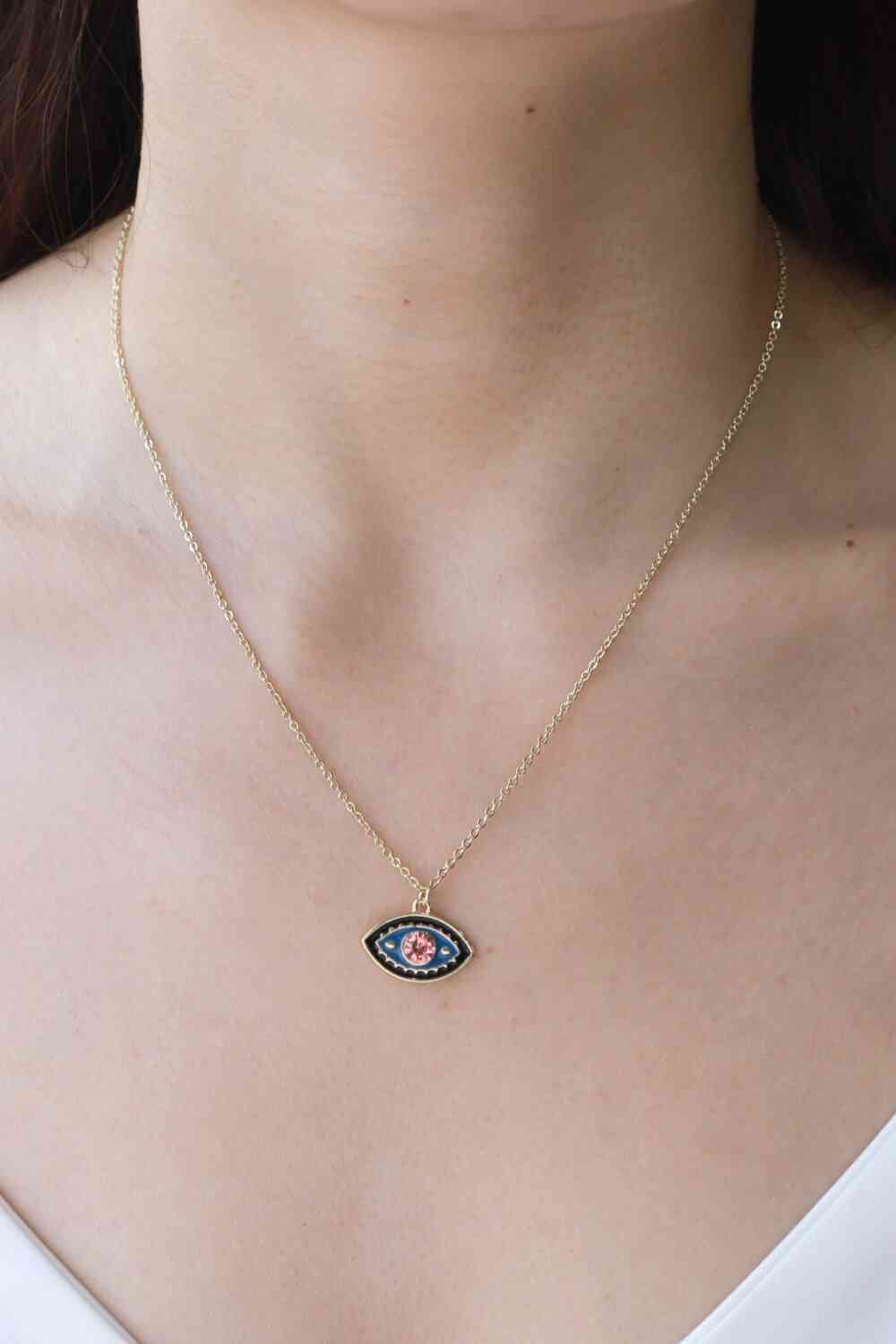 Evil Eye Pendant Gold Plated Chain Necklace