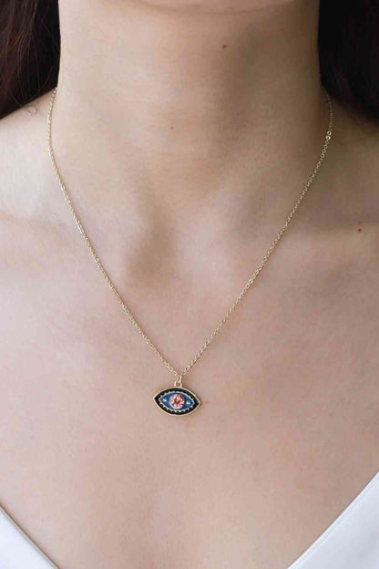 Evil Eye Pendant Gold Plated Chain Necklace