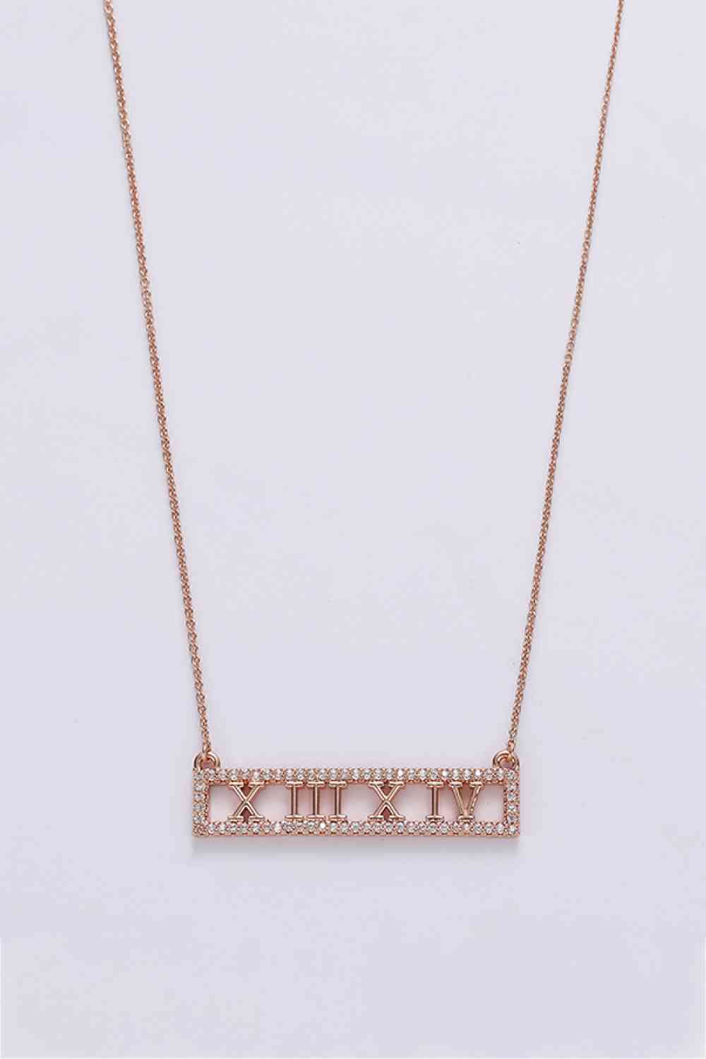 Inlaid Cubic Zirconia Bar Pendant Necklace