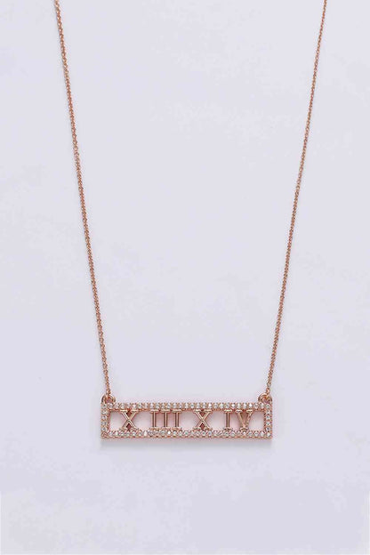 Inlaid Cubic Zirconia Bar Pendant Necklace