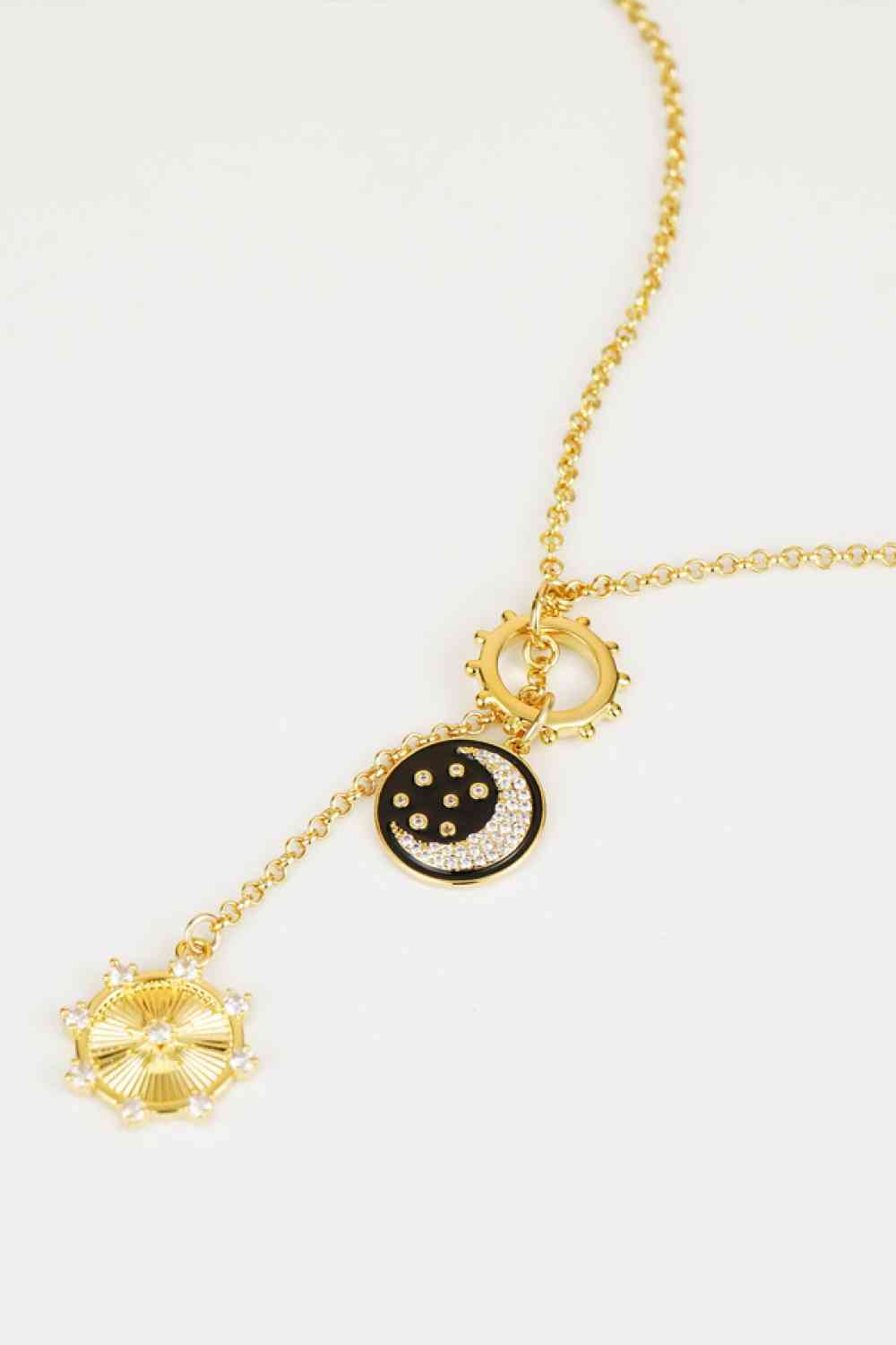 Zircon Sun and Moon Pendant Necklace