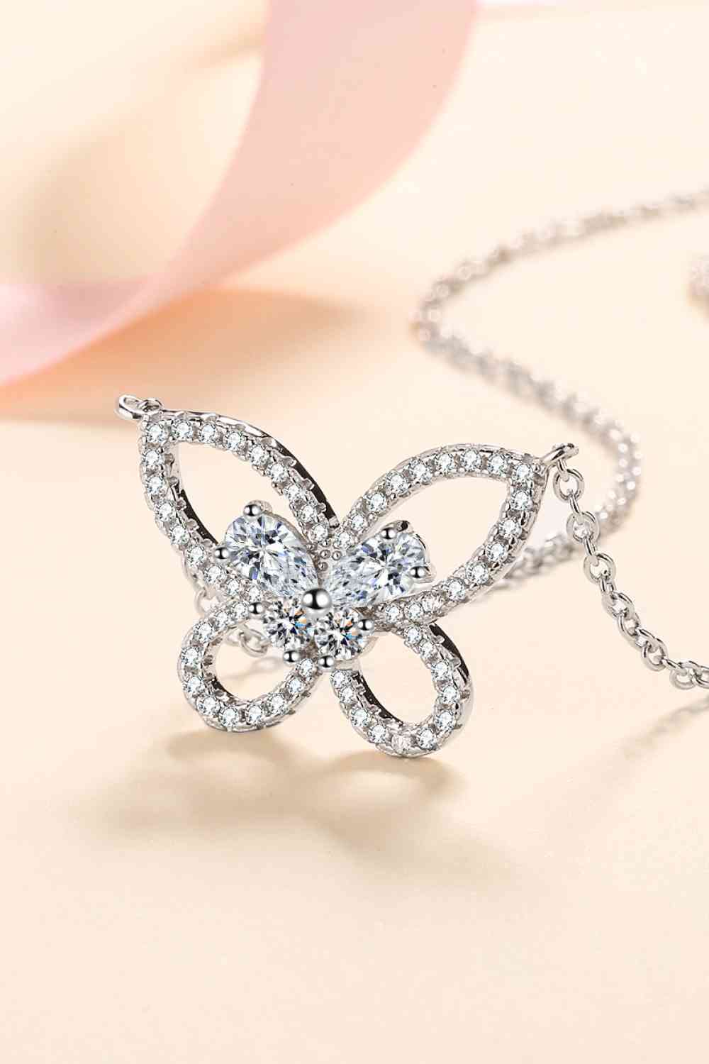 Moissanite Butterfly Pendant Necklace