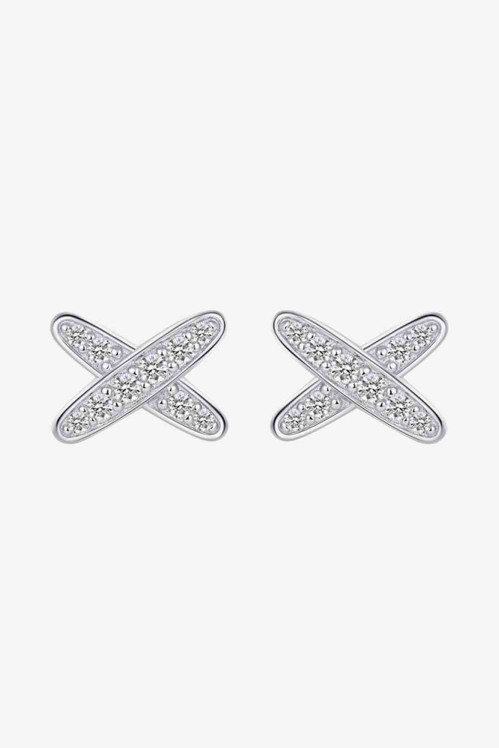 925 Sterling Silver X-Shape Moissanite Earrings