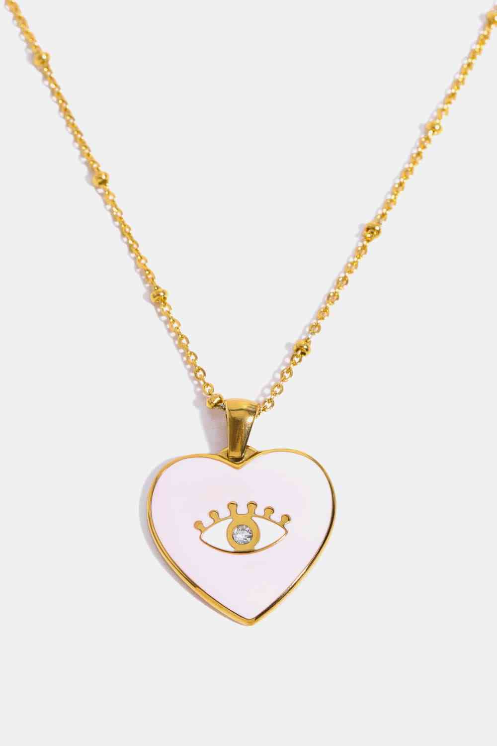 Heart & Evil Eye Shape 18K Gold Plated Pendant Necklace