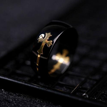 Cross Titanium Steel Ring