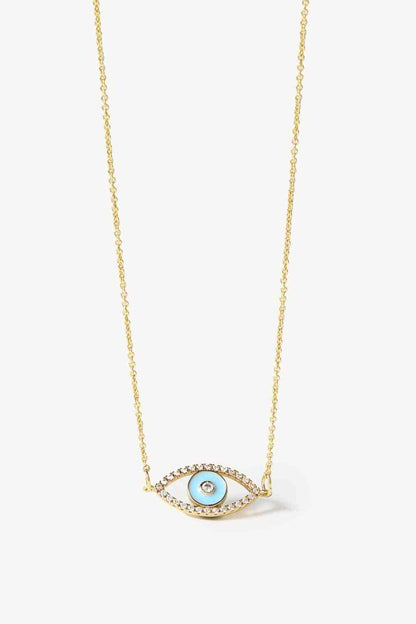 Evil Eye Pendant Gold Plated Chain Necklace