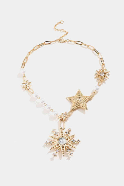 Synthetic Pearl Star Shape Alloy Necklace