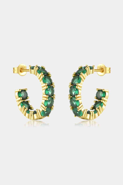 Inlaid Zircon C-Hoop Earrings