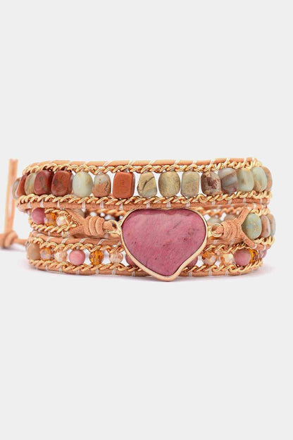 Handmade Heart Shape Triple Layer Beaded Bracelet