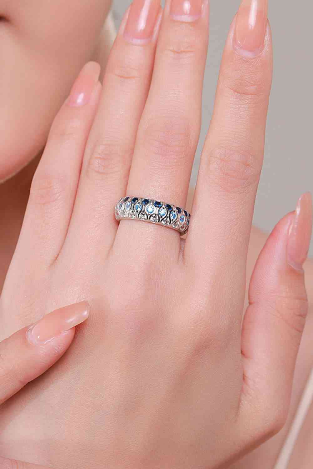 925 Sterling Silver Triple Row Zircon Ring