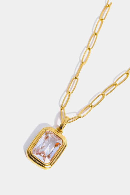 Zircon 18K Gold-Plated Geometrical Shape Pendant Necklace