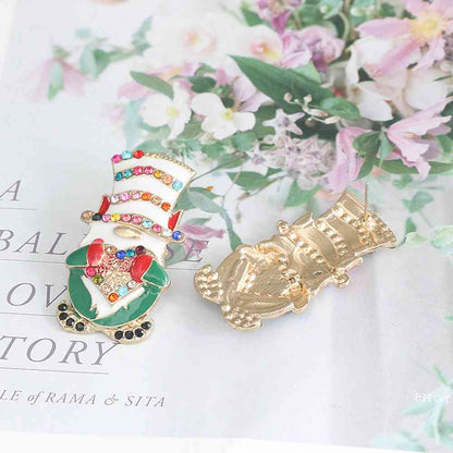 Rhinestone Alloy Santa Earrings