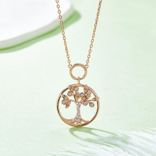 Moissanite 925 Sterling Silver Tree Of Life Pendant Necklace