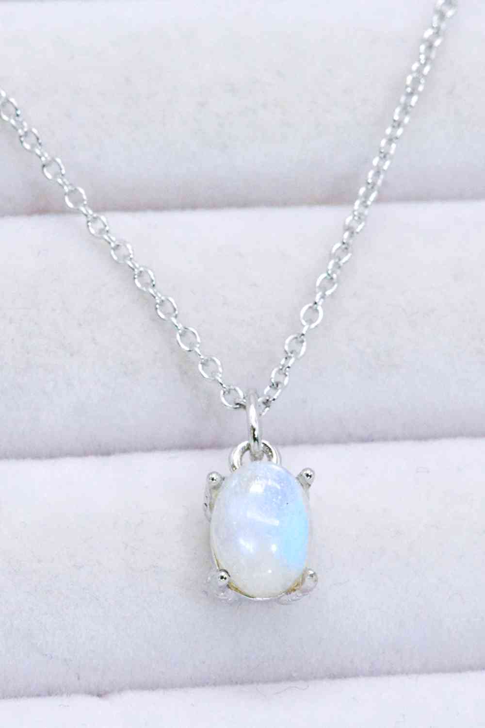 Natural 4-Prong Pendant Moonstone Necklace