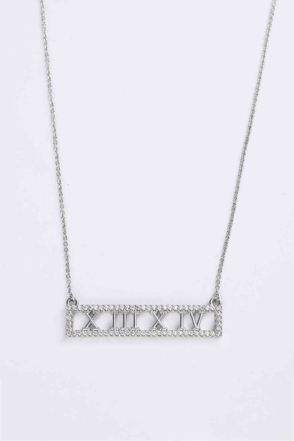 Inlaid Cubic Zirconia Bar Pendant Necklace