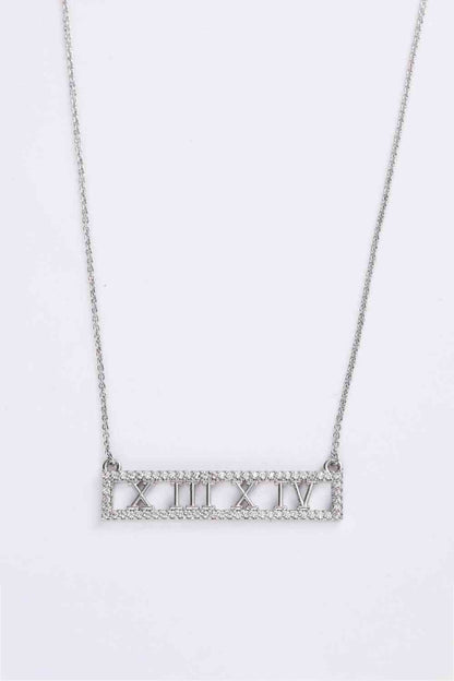 Inlaid Cubic Zirconia Bar Pendant Necklace