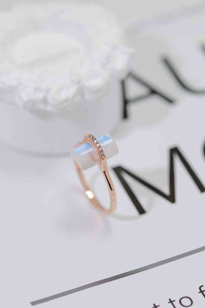 Natural Moonstone Platinum-Plated Ring