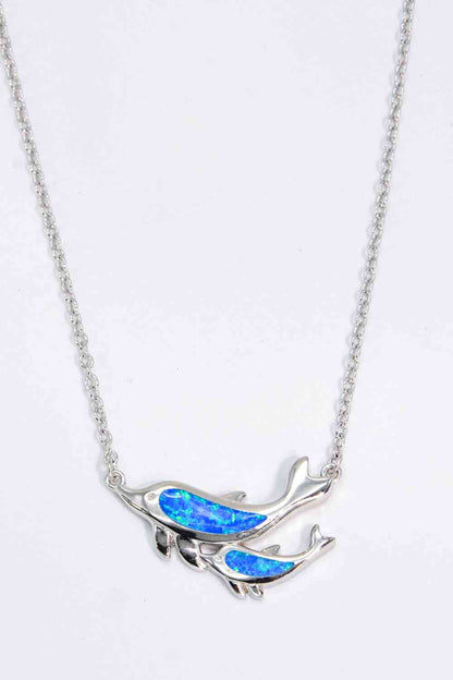 Opal Dolphin Chain-Link Necklace