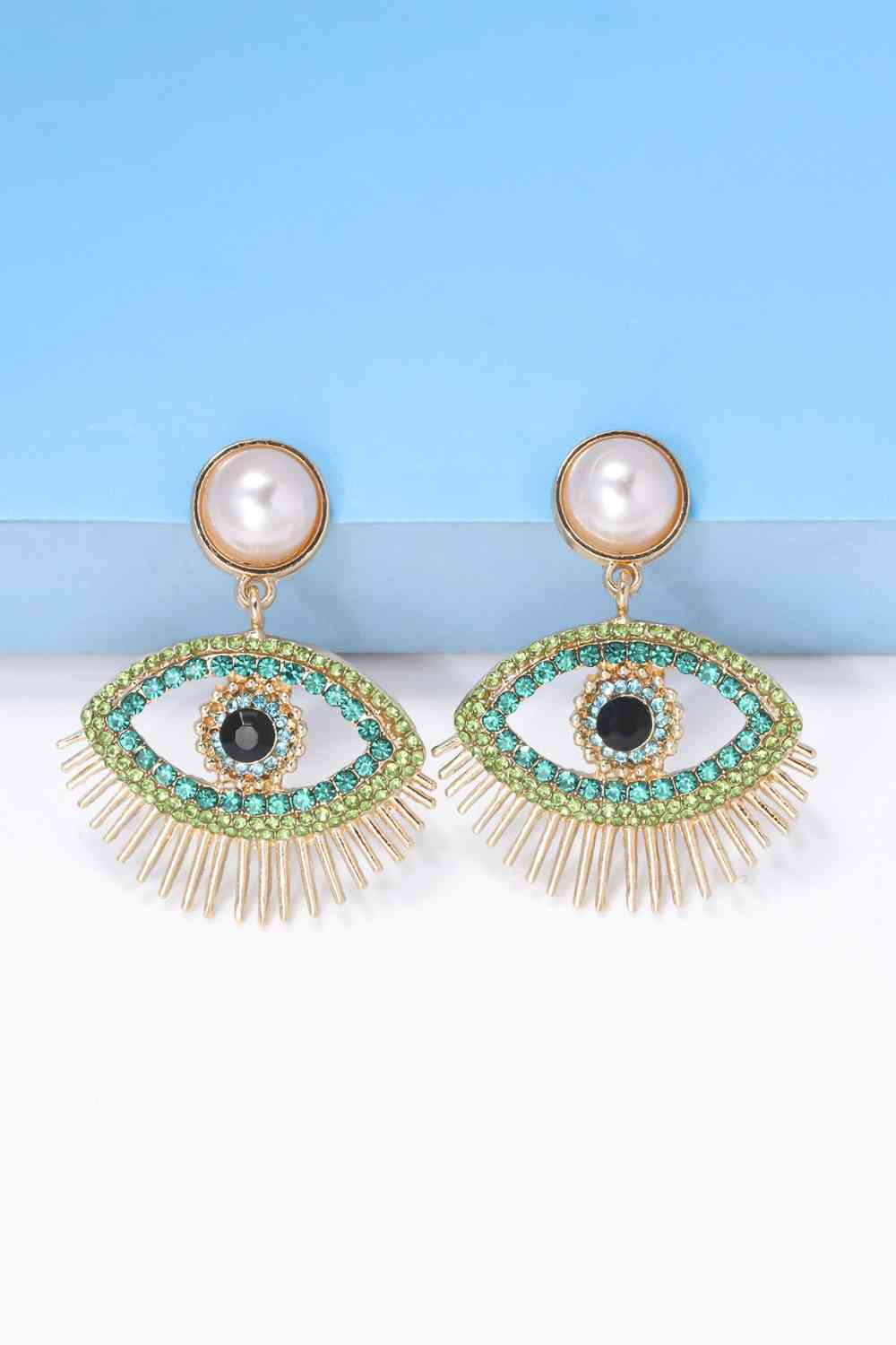 Evil Eye Shape Rhinestone Zinc Alloy Synthetic Dangle Earrings