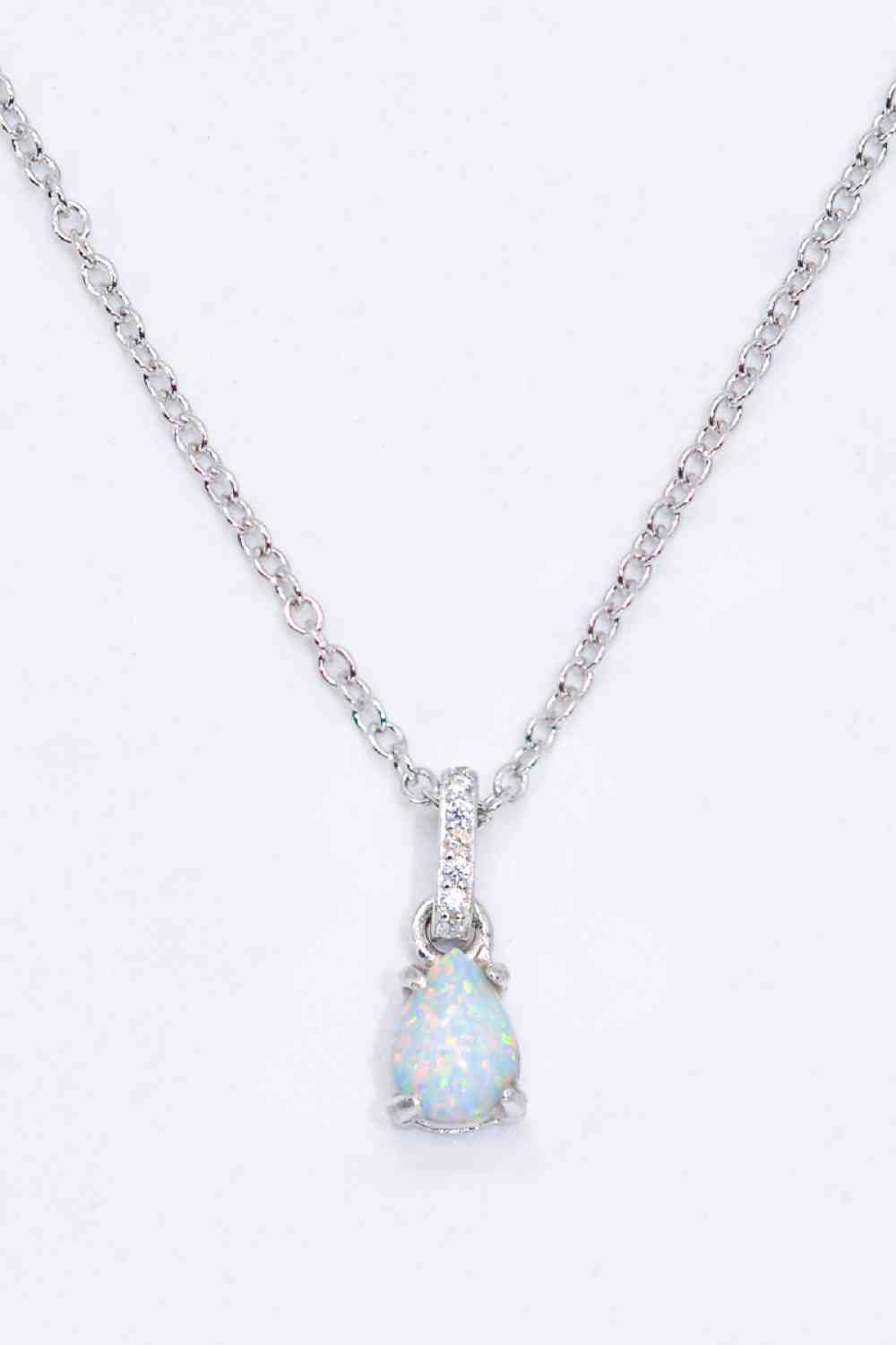 Opal Pendant 925 Sterling Silver Chain-Link Necklace