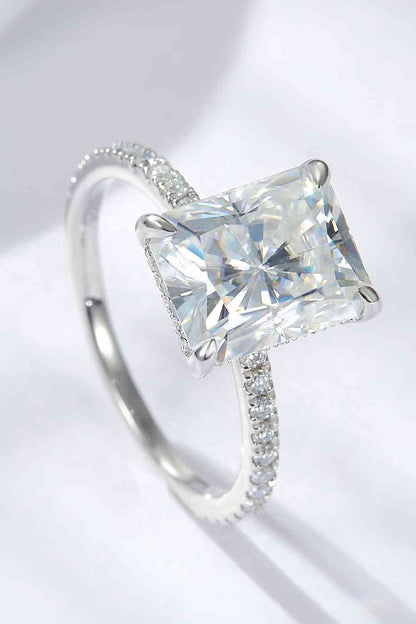 4 Carat Moissanite 4-Prong Side Stone Ring