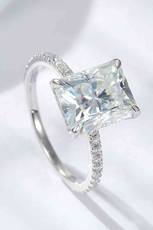 4 Carat Moissanite 4-Prong Side Stone Ring