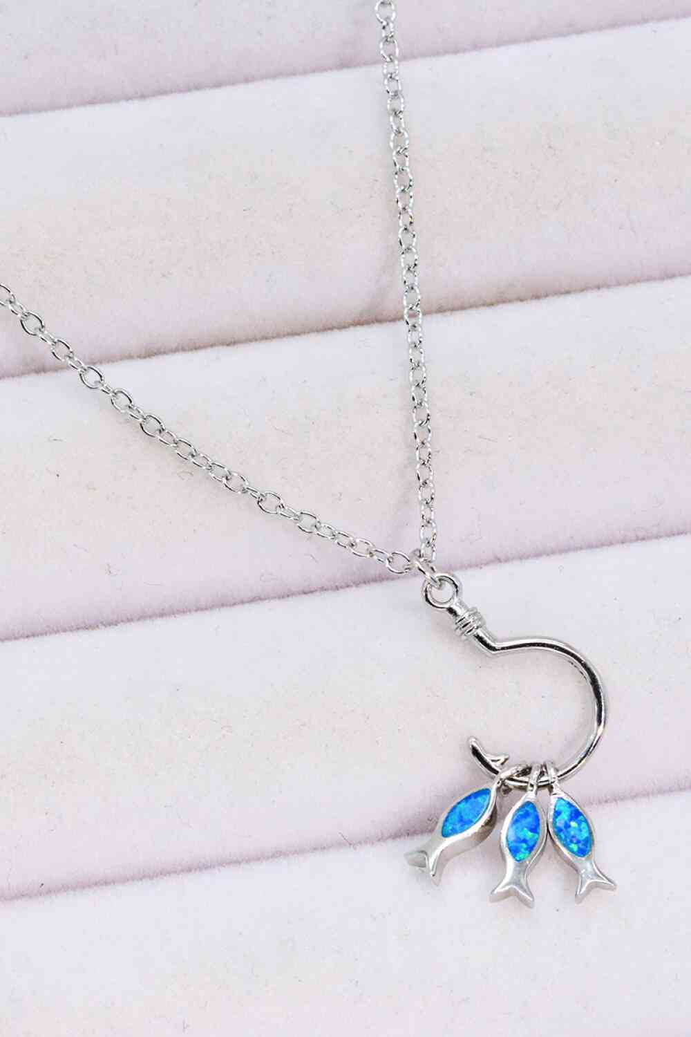 Opal Fish 925 Sterling Silver Necklace