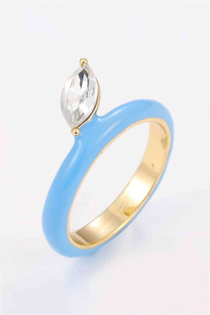 18K Gold Plated Glass Stone Ring