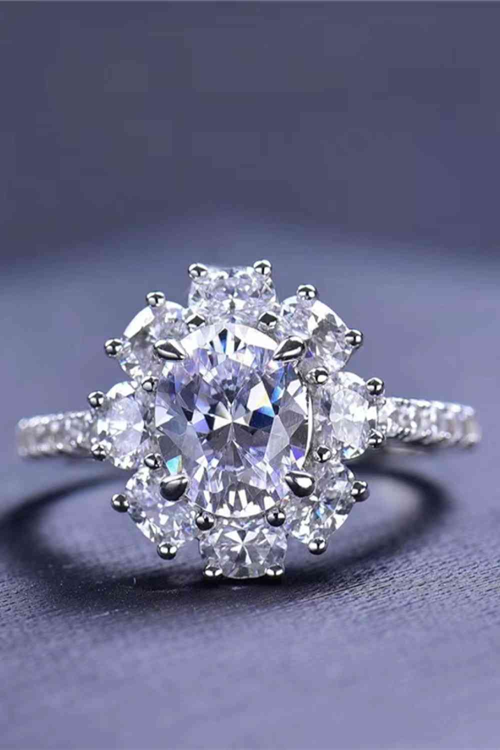 2 Carat Moissanite Floral 925 Sterling Silver Ring