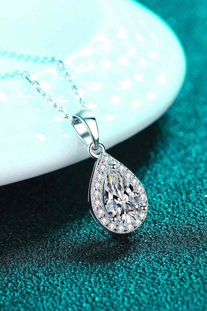 Moissanite Teardrop Pendant Necklace