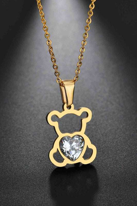 Bear Pendant Stainless Steel Necklace