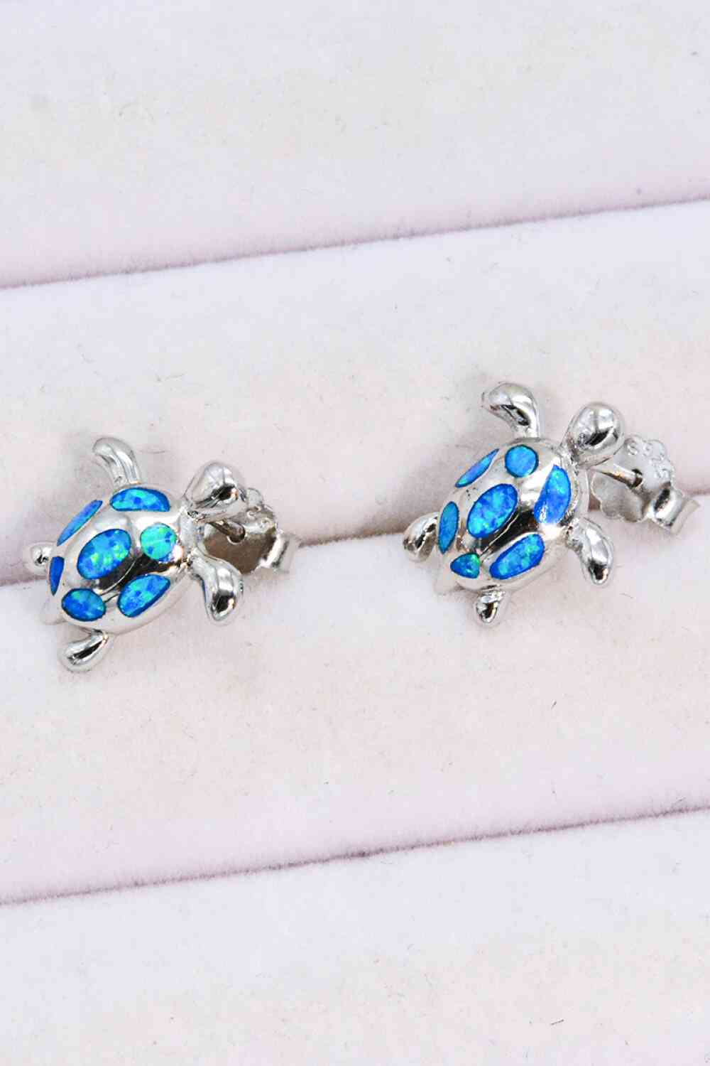 Opal Turtle Platinum-Plated Stud Earrings