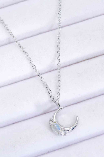 Natural Moonstone Moon Pendant Necklace