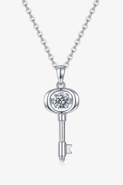 Adored Moissanite Key Pendant Necklace