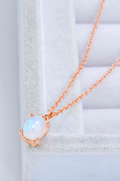 Natural 4-Prong Pendant Moonstone Necklace