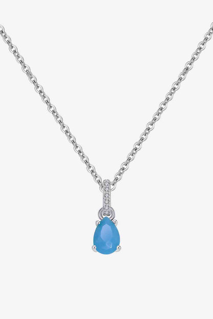 Teardrop Turquoise 4-Prong Pendant Necklace