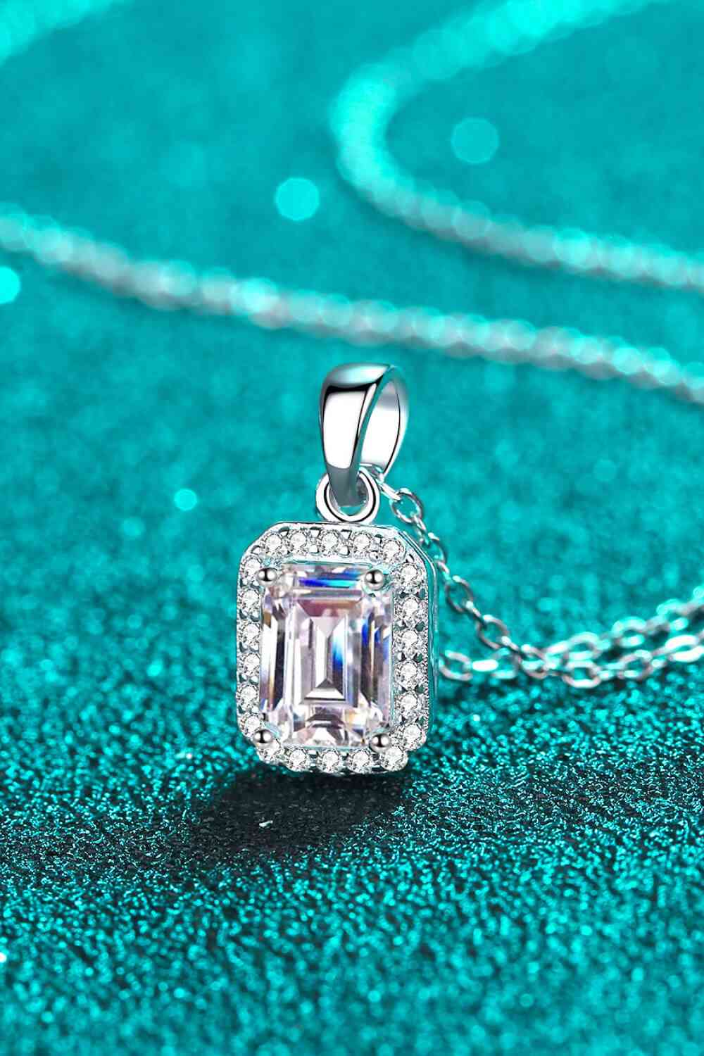 Square Moissanite Pendant Chain Necklace