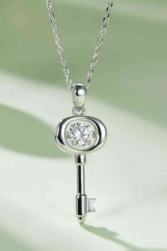 Adored Moissanite Key Pendant Necklace